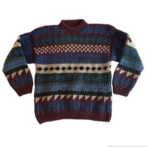 VTG Handmade 100% Heavy Knit Sweater By Ray Wear In Ecuador 100% Wool